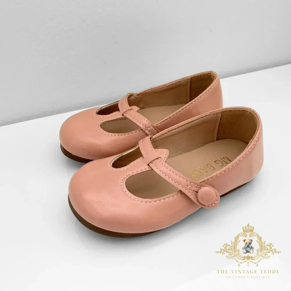 NWT Pretty Girls Mary Jane Flats Vintage Style Children's Shoes Blush Pink 2.5 - Picture 2 of 8